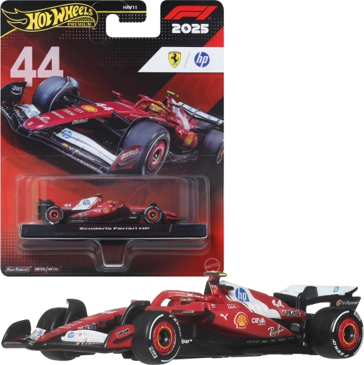 Hot Wheels Premium Formule 1 2025 Scuderia Ferrari HP #44 Lewis Hamilton – modèle de voiture 1:64 - 1 pièce