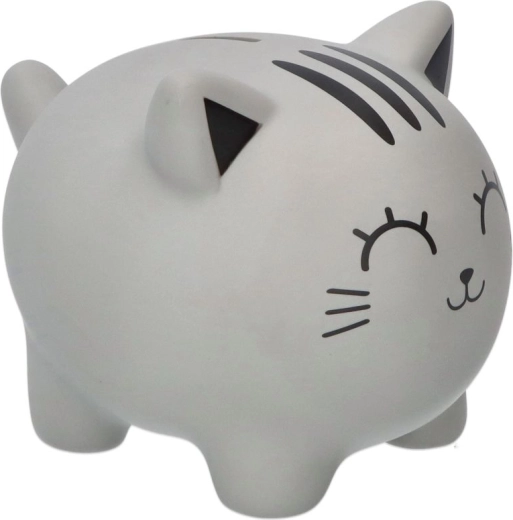 Grande tirelire chat gris