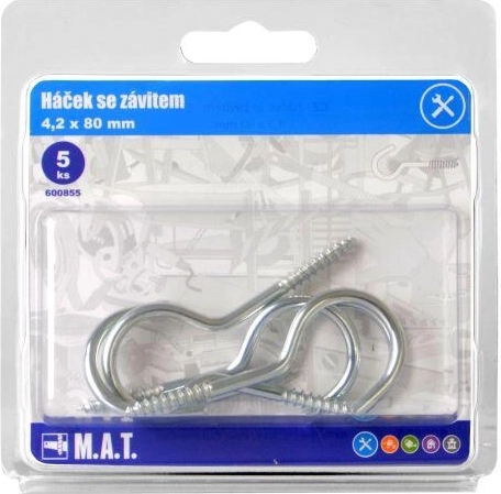 Crochet à vis 80 × 4,2 mm, zingué, 5 pcs
