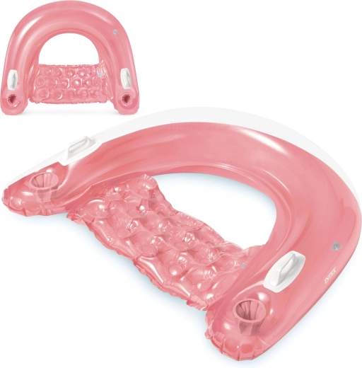 Fauteuil flottant gonflable avec porte-gobelets rose INTEX 147 × 99 cm