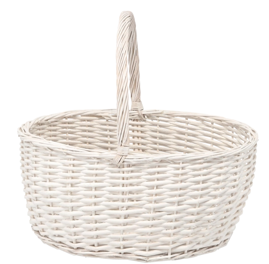 Panier en osier blanc avec poignée fixe 47 × 37 × 21 cm