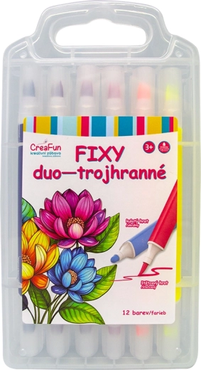 CreaFun feutres Duo triangulaires, set de 12 couleurs