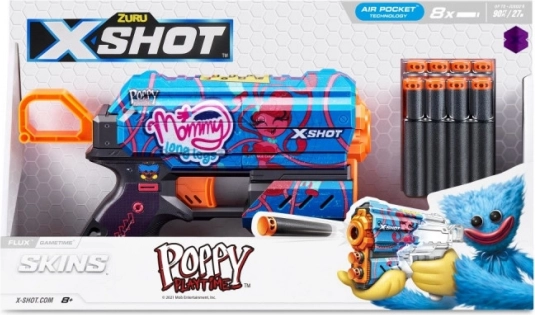 X-Shot Flux Gametime pistolet à fléchettes, 8 fléchettes en mousse