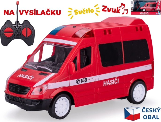 Voiture de pompiers RC 17 cm avec télécommande et effets lumineux et sonores