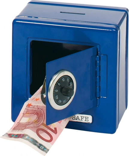 Tirelire en métal - Coffre-fort bleu