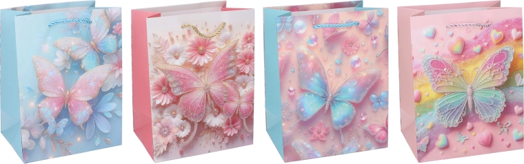 Sac cadeau en papier M 26 × 32 × 10 cm – papillon, enfant