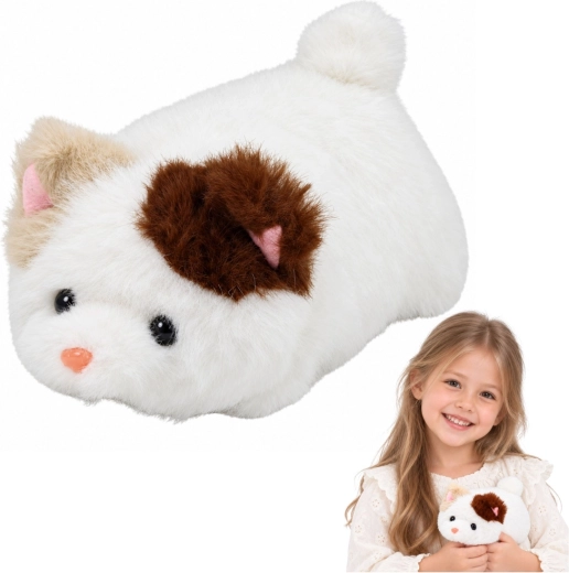 Peluche chaton blanc à câliner 16 cm