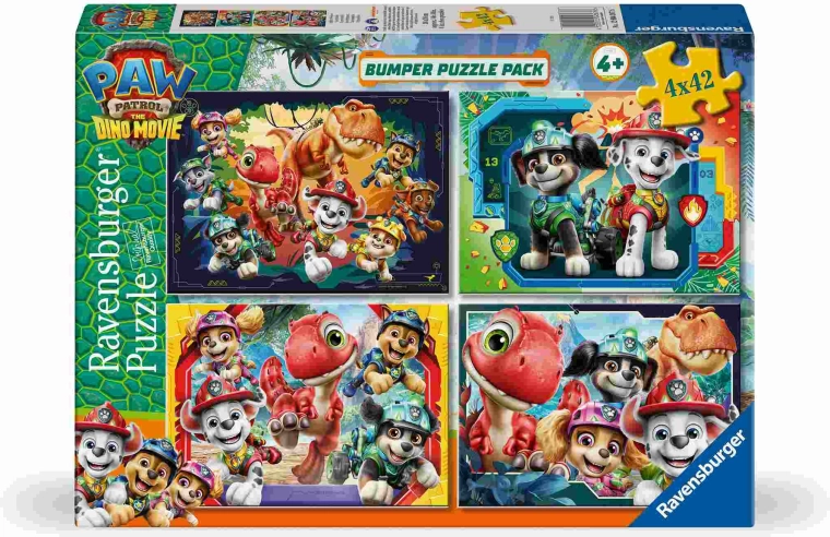 Ravensburger Pat' Patrouille : Film de dinosaures, puzzle 4 x 42 pièces