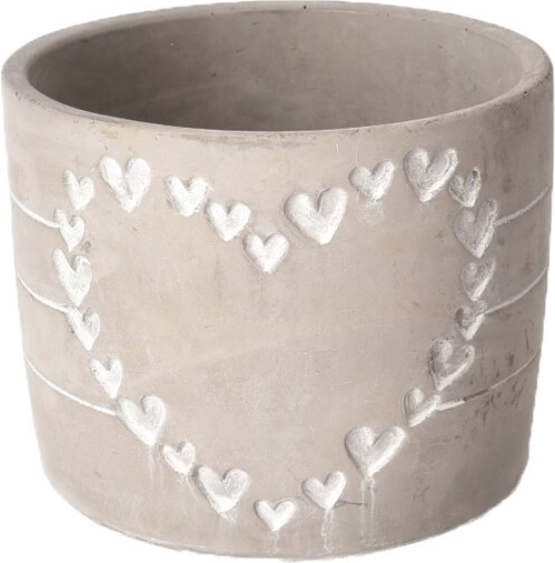 Pot de fleurs en béton en forme de cœur gris