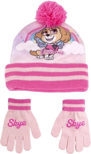 Ensemble bonnet et gants Pat’ Patrouille rose, taille 53 - 1 pièce