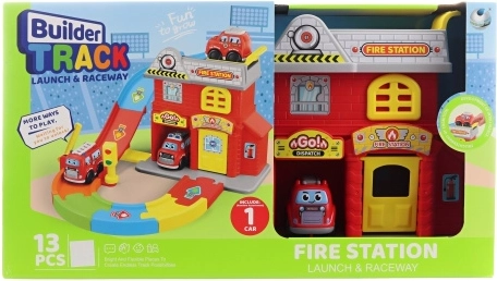 Caserne de pompiers avec camion de pompiers