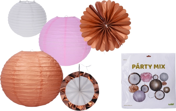 Mix fête de décorations en papier – lampions, pompons et décorations suspendues (lot de 12 pcs)