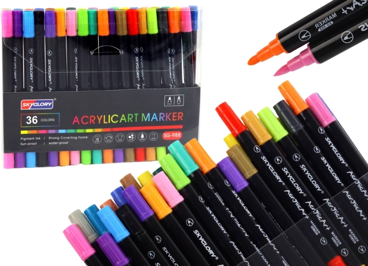 Ensemble de 36 stylos double pointe pour céramique, verre, vêtements