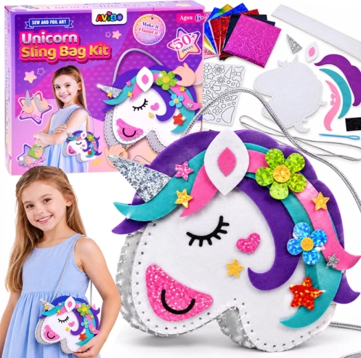 Kit créatif pour fabriquer un sac en feutrine avec une licorne