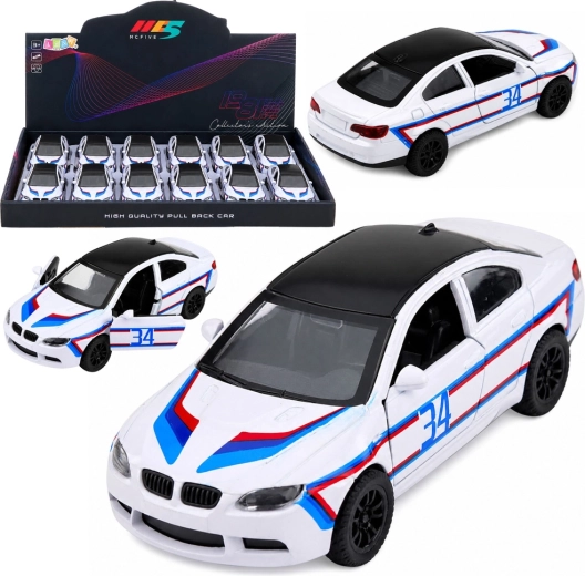Voiture de sport miniature en métal pull-back avec portes ouvrantes blanche 1:32 - 1 pièce