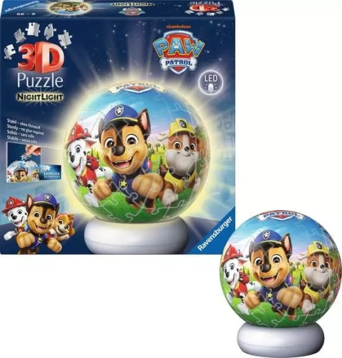 Puzzle 3D lumineux PAW PATROL – édition nocturne, 72 pièces