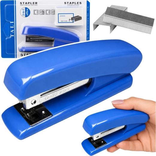 Agrafeuse de bureau bleue avec agrafes 24/6 et 26/6 - 1 pièce