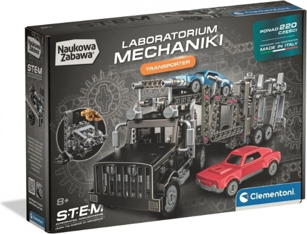 Clementoni Laboratoire de mécanique – transporteur de voitures 2 en 1 (kit de construction)