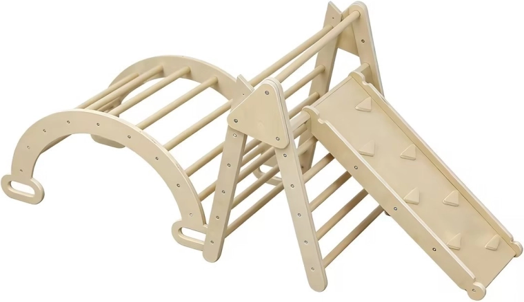 Ensemble d’escalade Montessori/Pikler en bois Baby Mix 3‑en‑1, pliable, naturel
