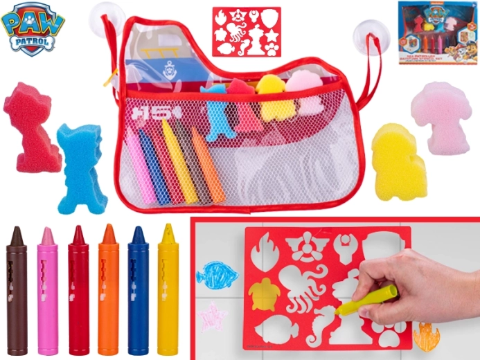 Set de dessin pour le bain Pat’ Patrouille – craies grasses lavables et pochoirs