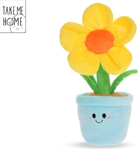 Fleur en peluche en pot Take Me Home 30 cm jaune - 1 pièce