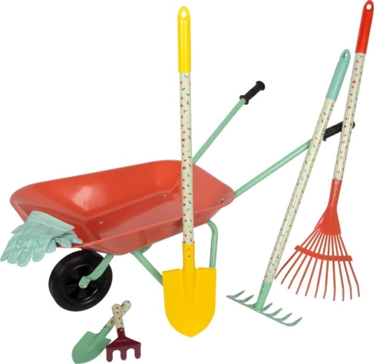 Grand ensemble d’outils de jardin pour enfants avec brouette