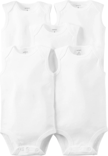 Body bébé Carter’s sans manches blanc neutre, lot de 5 (taille 56 / NB)