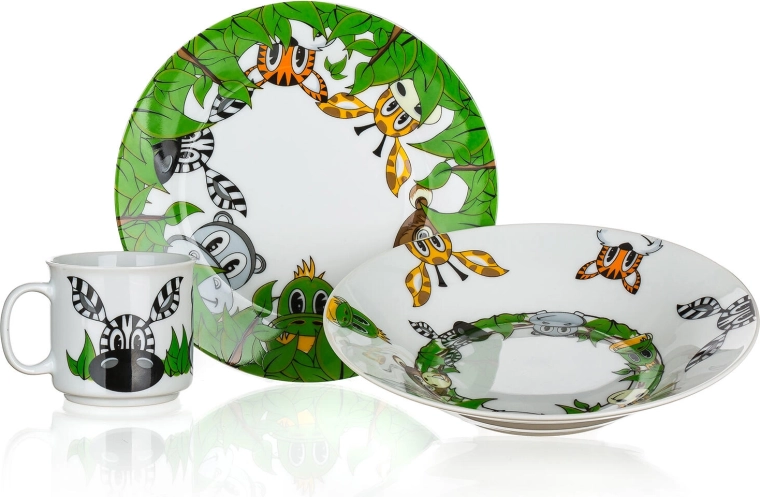 Set de vaisselle pour enfants Amis de la jungle, 3 pièces, céramique