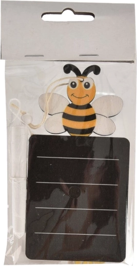 Étiquette en bois à écrire avec abeille 7 × 13 cm, noire