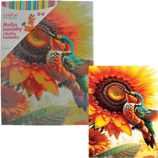 Peinture diamant – fleur et colibri 30 × 40 cm