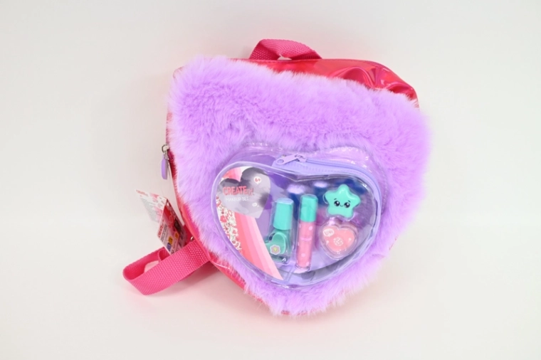 Create it! set de maquillage pour enfants dans un sac à dos en peluche en forme de cœur violet-rose