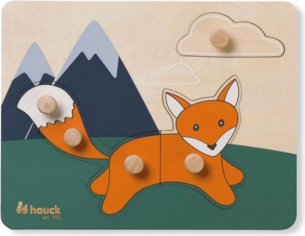 Hauck puzzle en bois à boutons Fox – puzzle éducatif à poignées