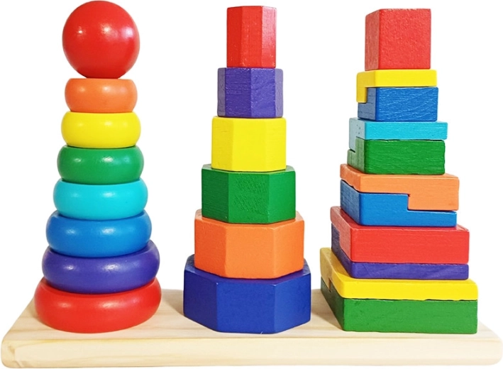 Pyramides en bois – jeu logique pour enfants 3+