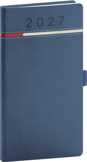Agenda de poche Notique Tomy 2027 bleu-rouge 9 × 15,5 cm