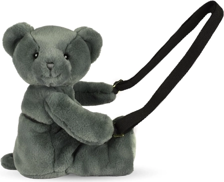 Sac bandoulière en peluche Doudou ours kaki 30 cm