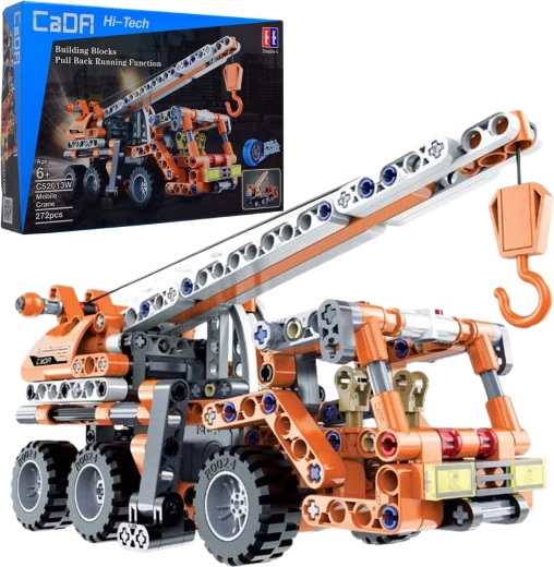 Bloc de construction CaDA grue mobile 22 cm, orange, à rétrofriction, 272 pièces