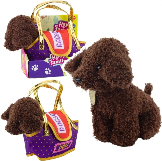 Caniche en peluche dans un sac à fermeture velcro – marron foncé
