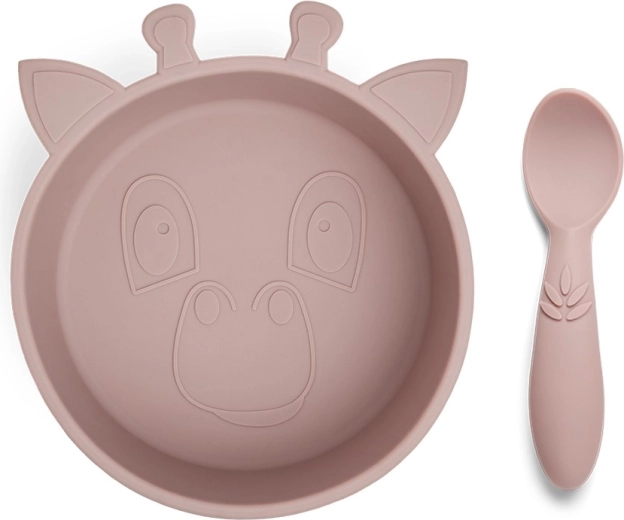 NuuRoo Elia set de repas en silicone woodrose