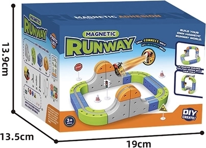 Circuit de course magnétique coloré avec train, 55 pièces