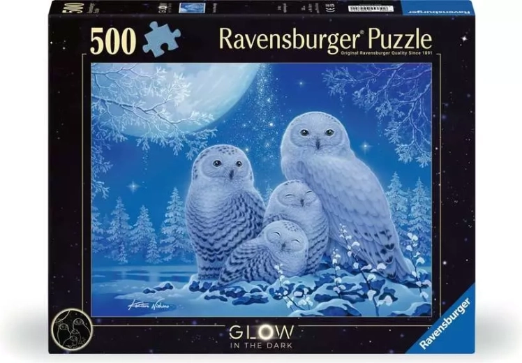 Puzzle phosphorescent Ravensburger Hiboux au clair de lune – 500 pièces