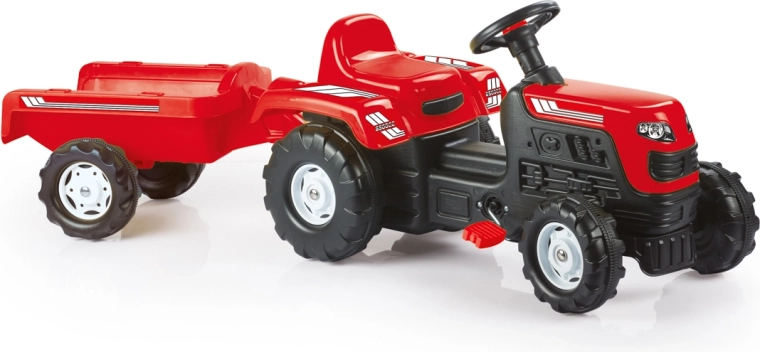 Tracteur à pédales Ranchero avec remorque rouge