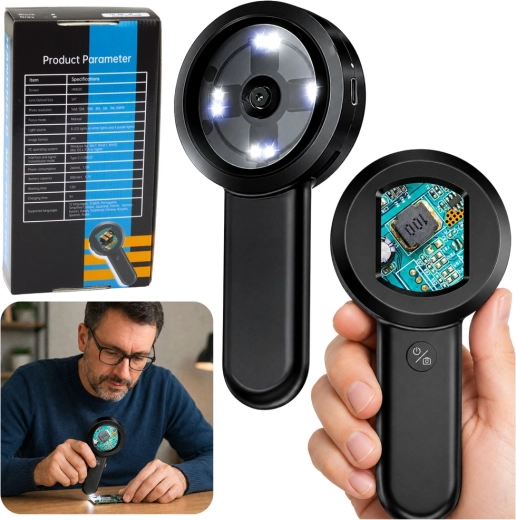 Microscope numérique portable à main avec écran IPS et 8× LED (100×)