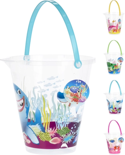 Seau pour enfants avec anse, motif marin 22 × 23 cm, assortiment de couleurs