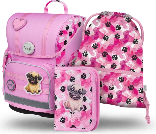 Ensemble de fournitures scolaires BAGGL Tlapky : cartable, trousse et sac