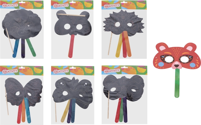 Masques à gratter animaux – set créatif 3 pcs