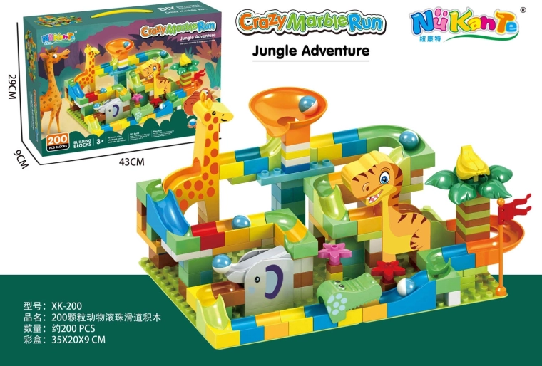 Circuit à billes en briques Jungle – 200 pièces