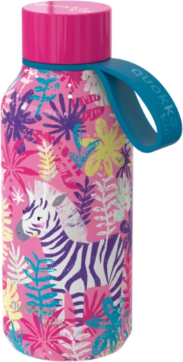 Gourde isotherme enfant en acier inoxydable Quokka Kids Solid zèbres avec anse 330 ml