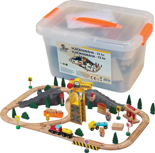 Babu circuit de train en bois 72 pièces