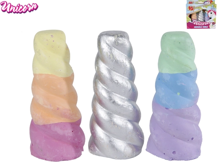 Craies de trottoir colorées corne de licorne, set de 3 pièces