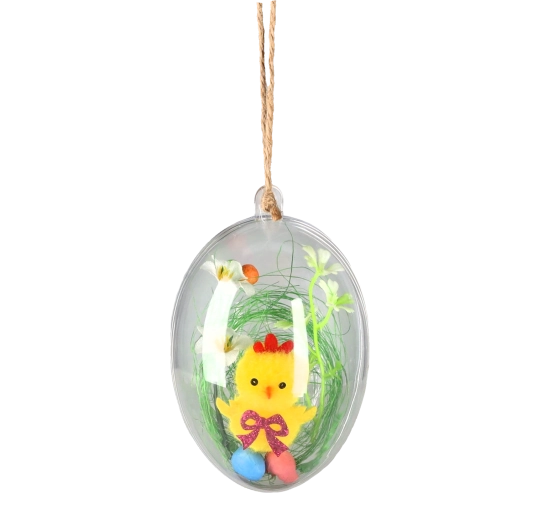 Décoration de Pâques à suspendre poussin dans une boule transparente, lot de 12 pièces
